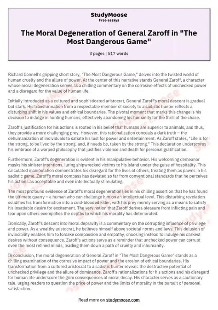 What 3 items did General Zaroff give Rainsford before the hunt?