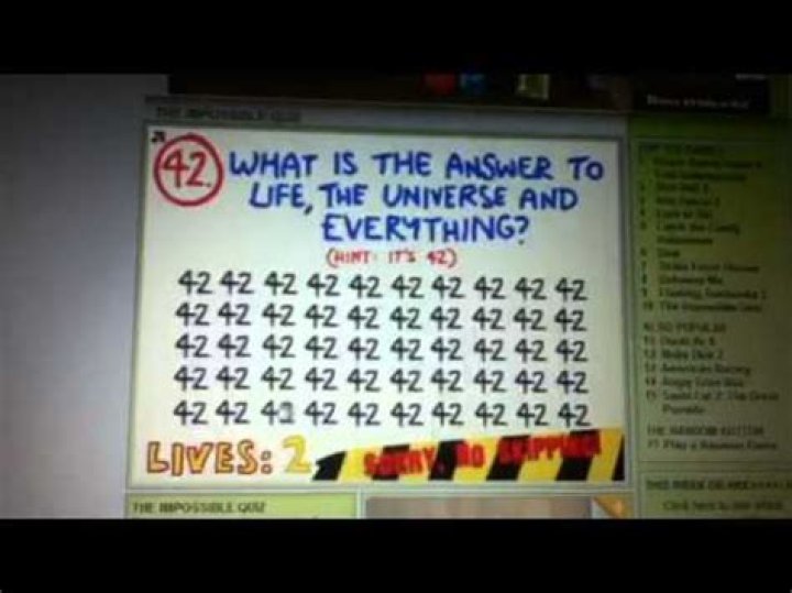 What is the answer to number 39 on the impossible quiz?