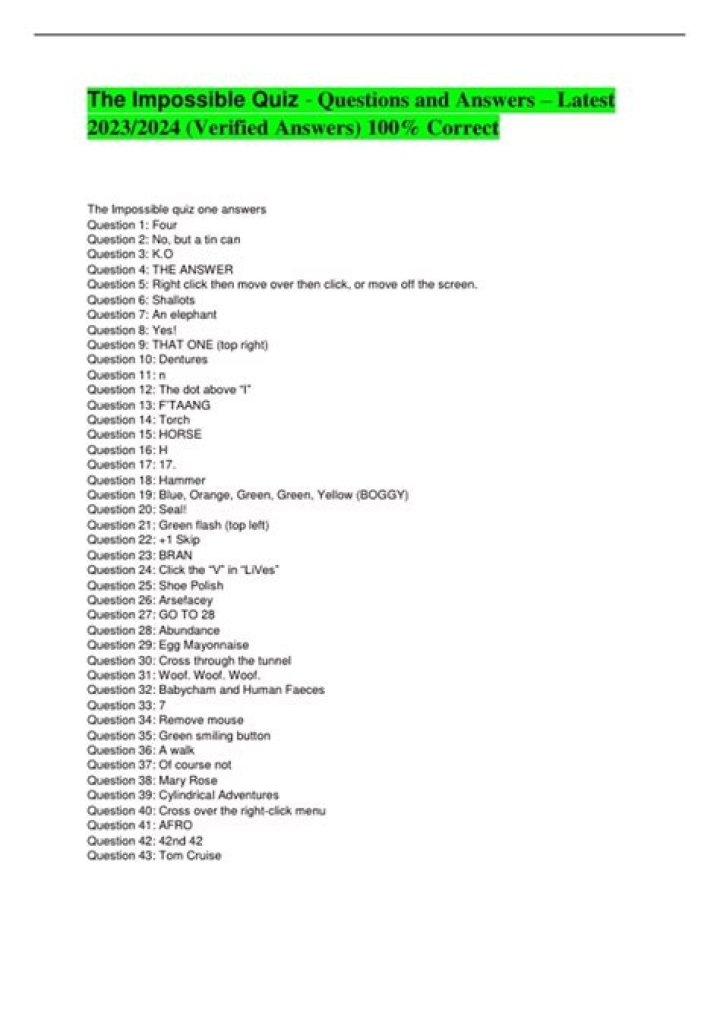 What is the answer to question 8 on the impossible quiz 3?